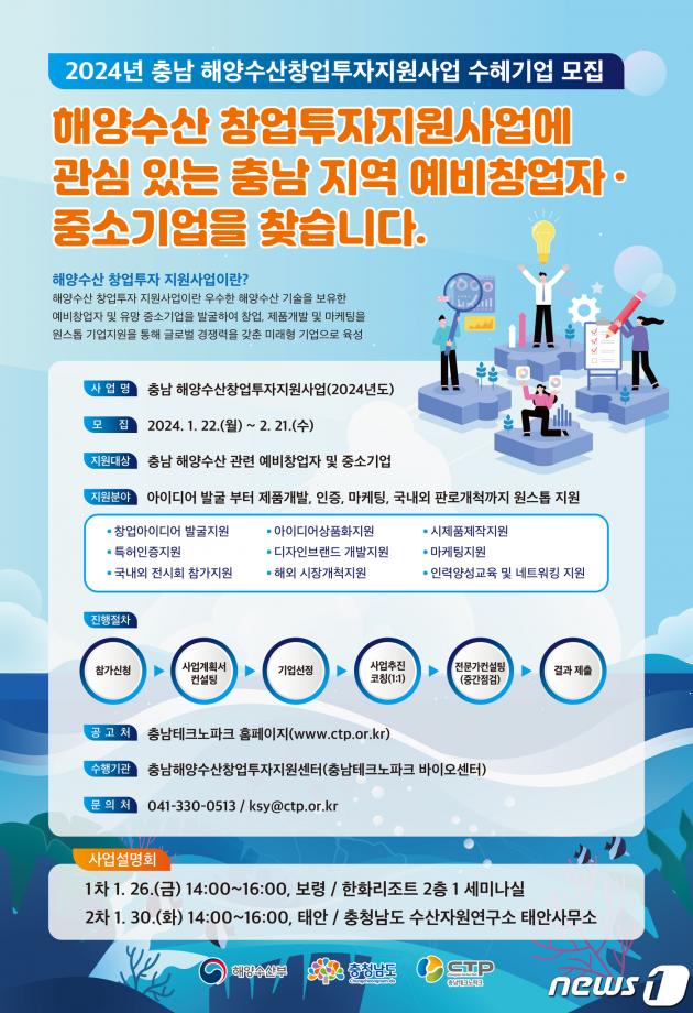 충남 해양수산 창업투자지원사업 참여기업 모집 포스터. /뉴스1